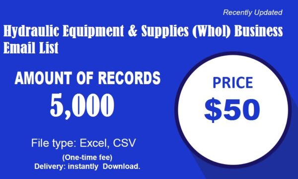 Hydraulic Equipment & Supplies (Whol) Email Analytics Data